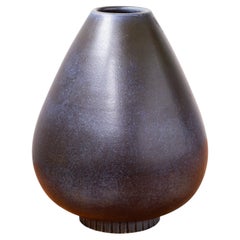 Esclusivo vaso in gres blu notte di Gunnar Nylund, Rörstrand, anni '40, Svezia