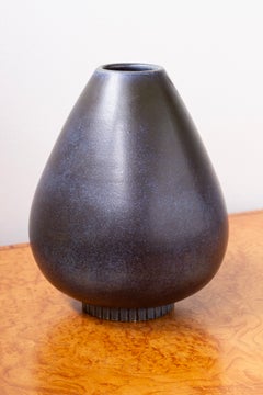 Esclusivo vaso in gres blu notte di Gunnar Nylund, Rörstrand, anni '40, Svezia