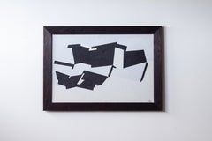 Geometric constructive oil painting by Werner Jansson 1960, Yakisugi ban frame