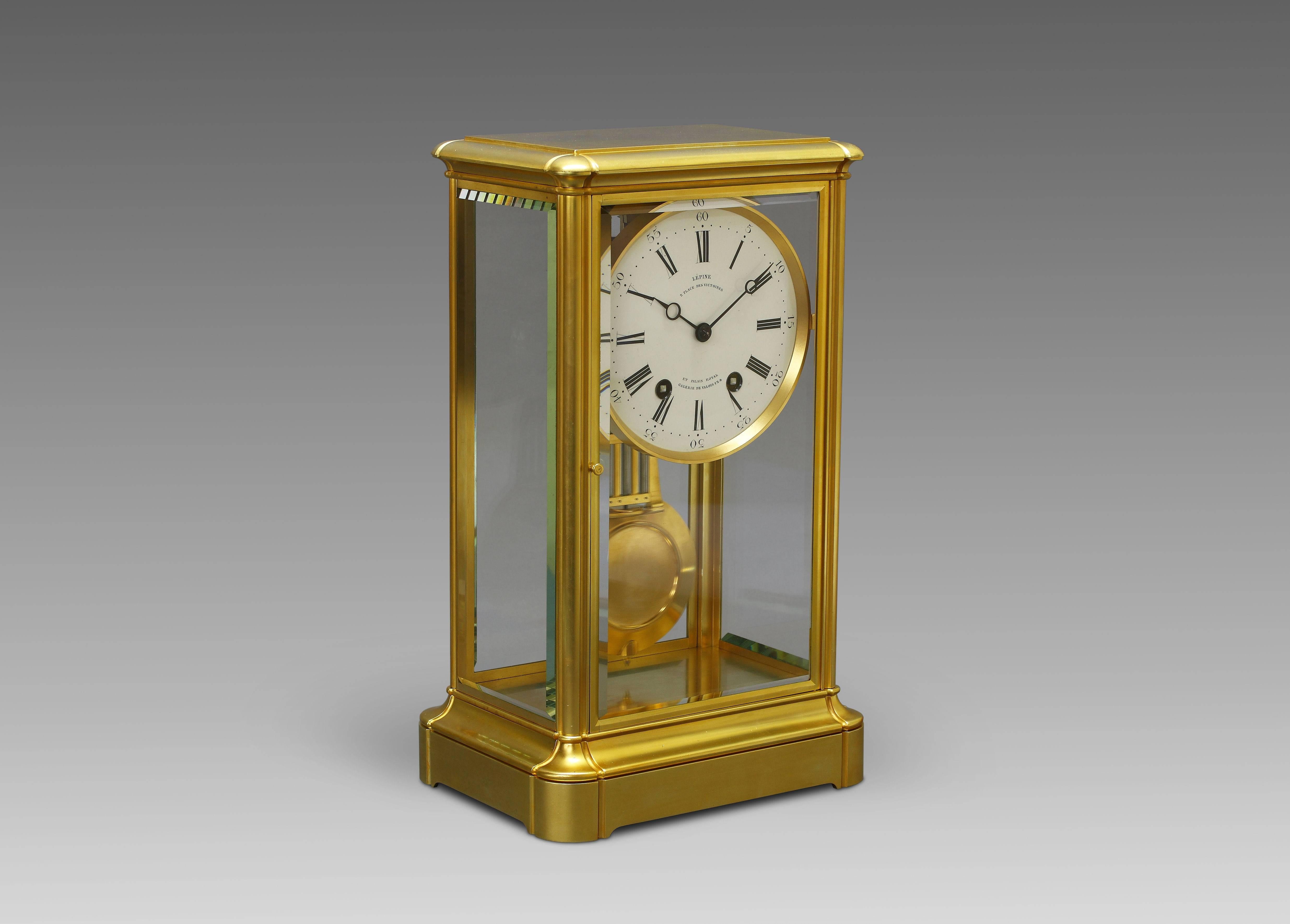 Lépine, 2 place des Victoires et Palais Royal, Galerie de Valois 124.
Louis-Philippe period precision table regulator clock, circa 1840. Movement of exquisite quality, similarly signed Lépine a Paris, and numbered 12831, this number being also