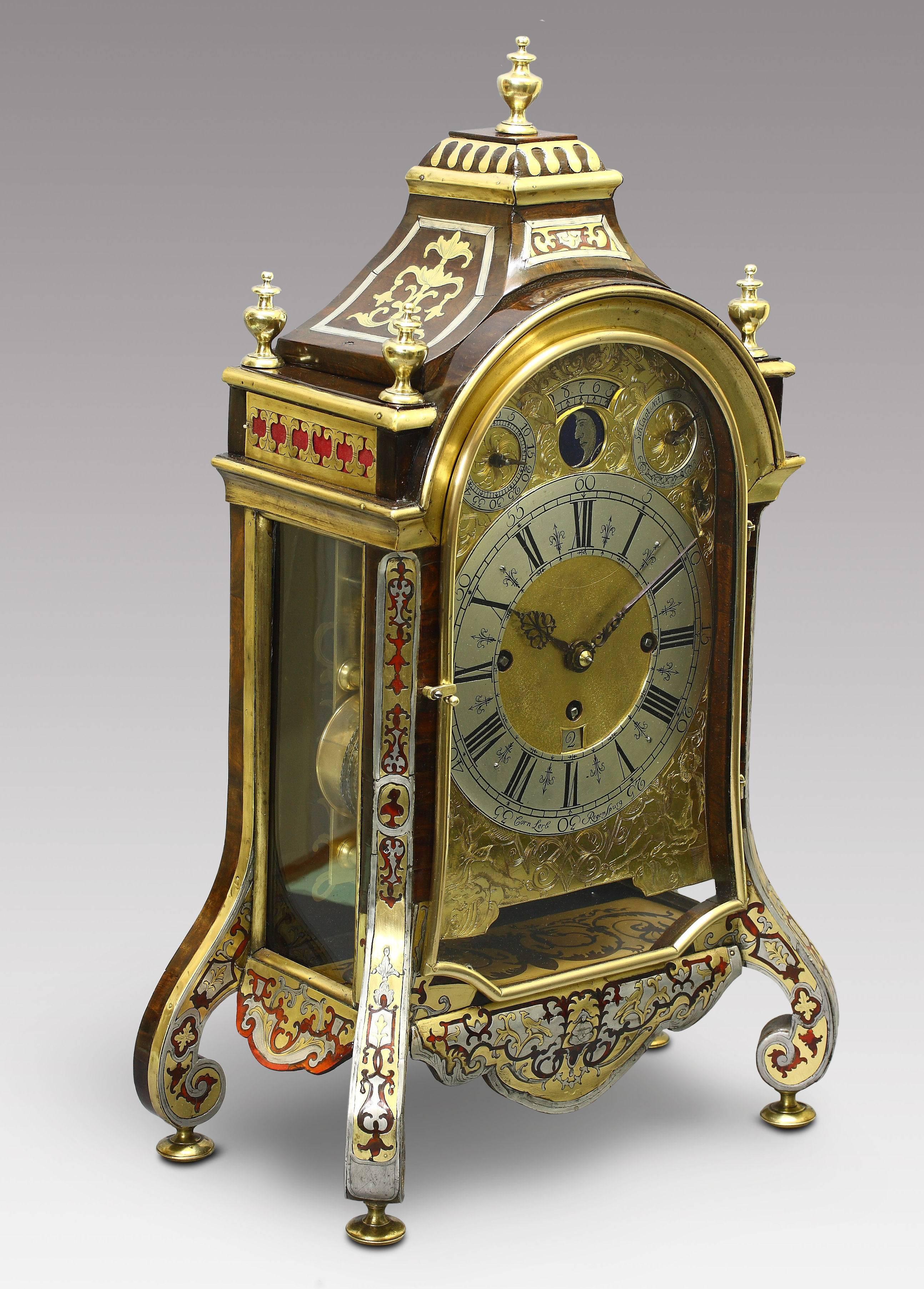 Louis XV Early German Table Clock with Full Calendar