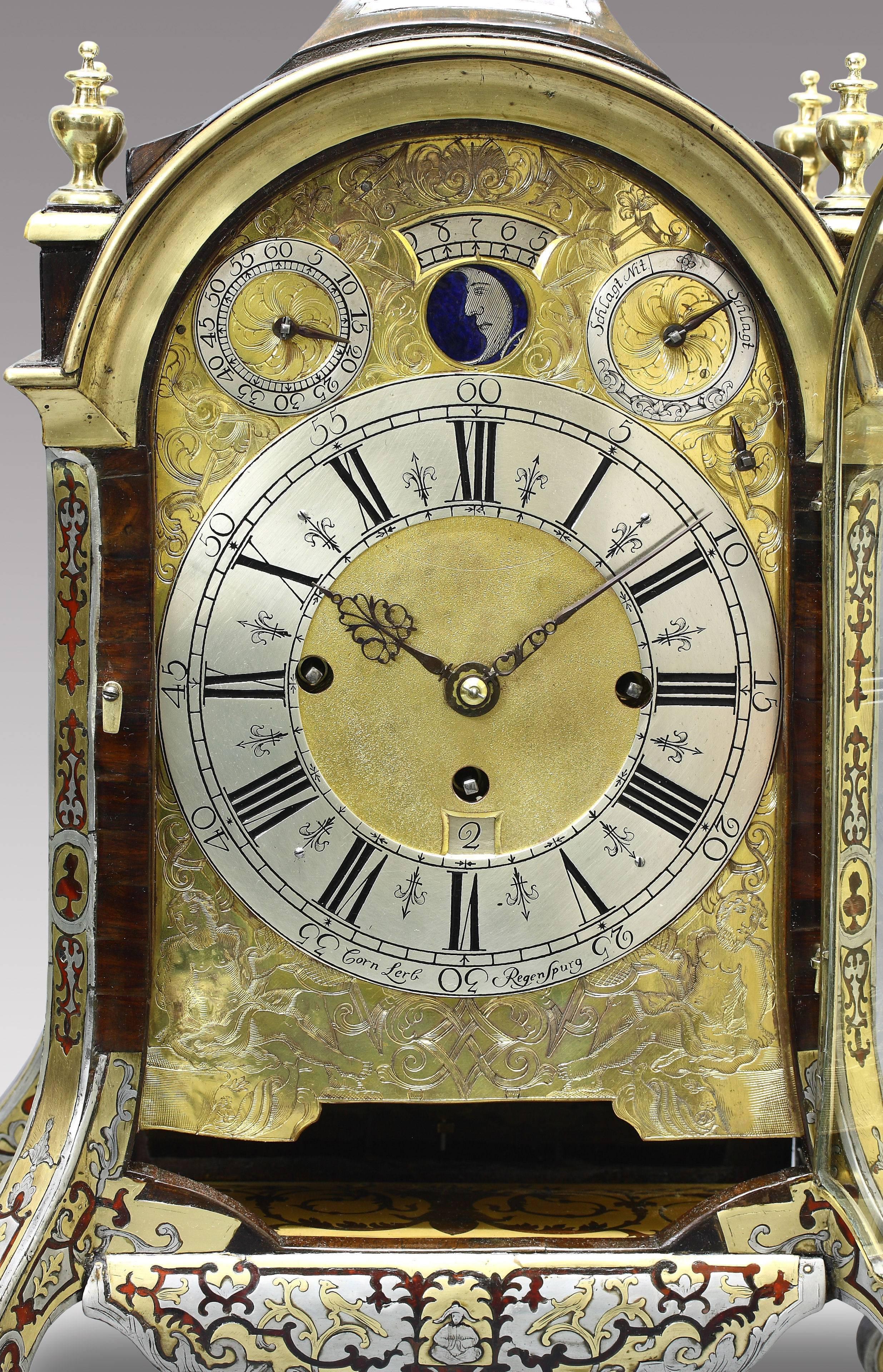 Early German Table Clock with Full Calendar In Excellent Condition In Braine-le-Chateau, BE