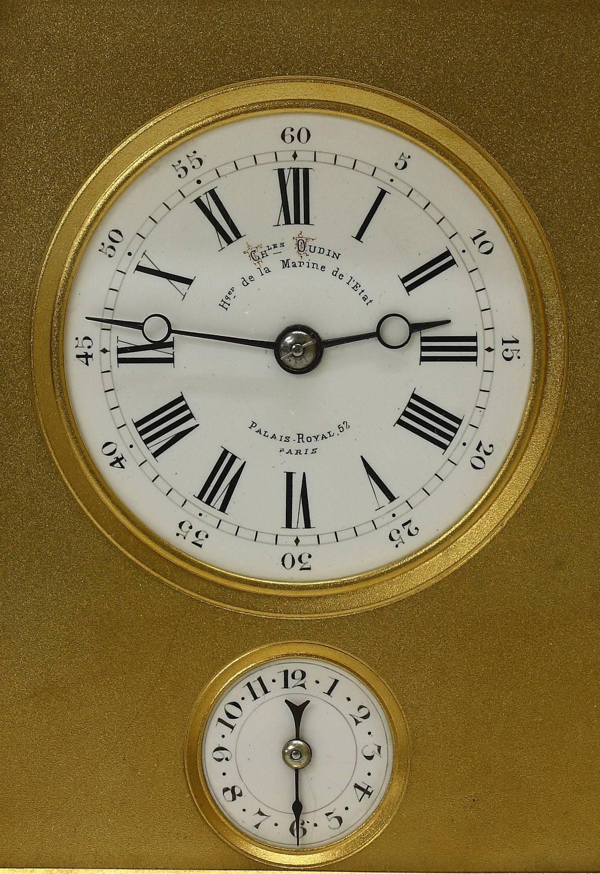 Late 19th Century Ormolu and Nickeled Carriage Clock, Charles Oudin Palais-Royal