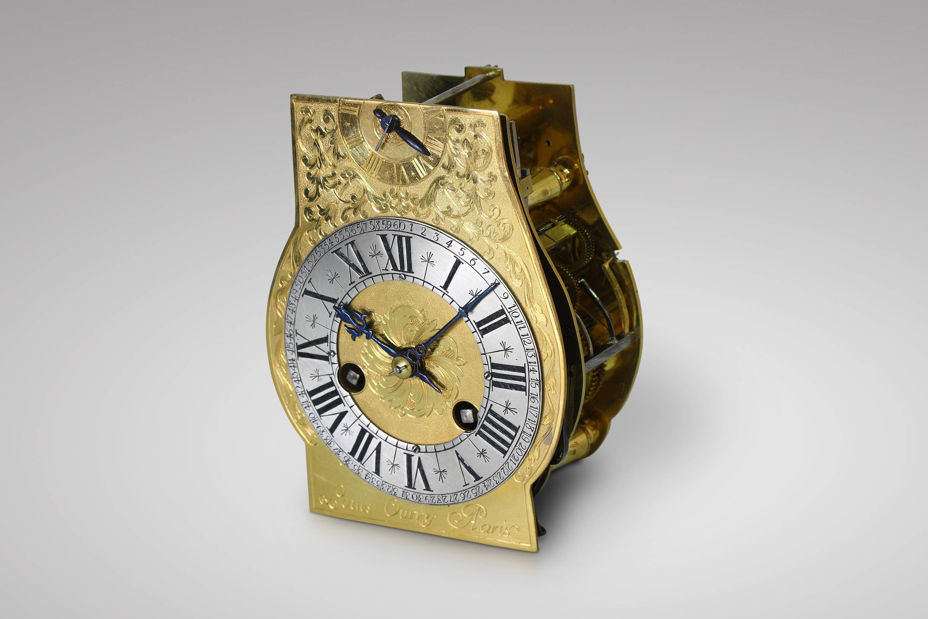 Veneer Late 17th Century Boulle Travelling Clock, Ourry à Paris