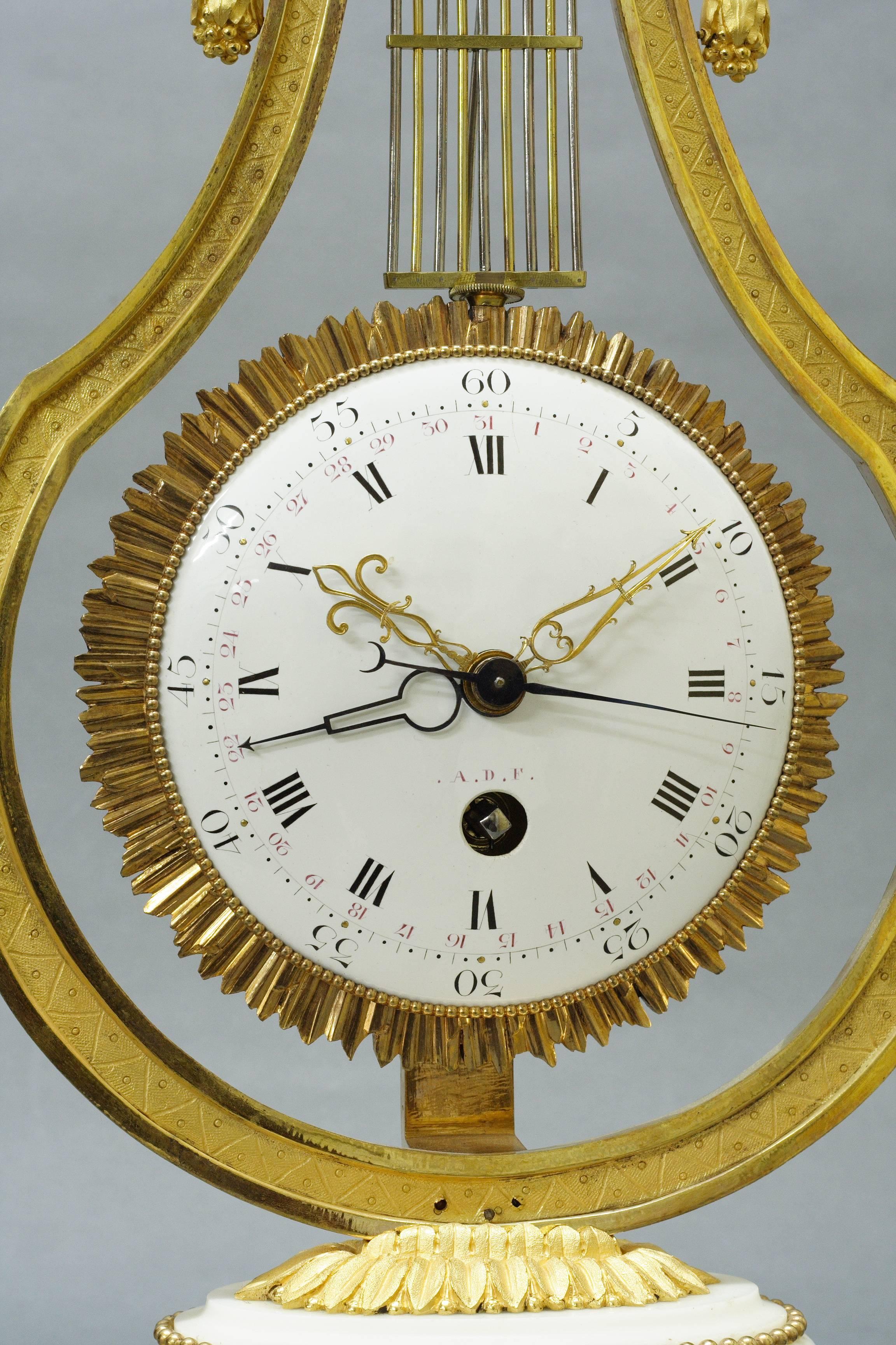 18th Century French Swinging Lyre Skeleton Clock For Sale 1