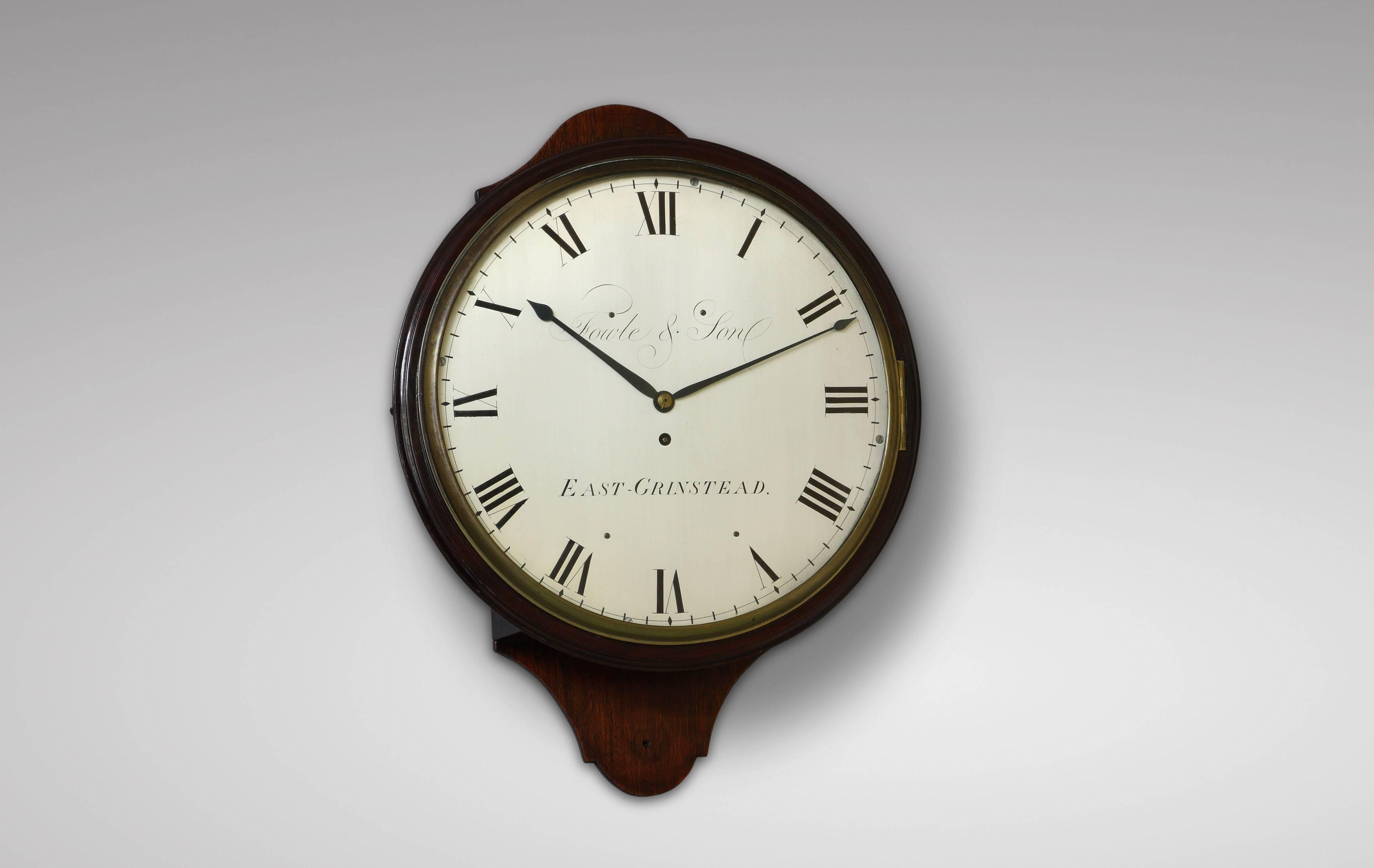 George III 18th Century English Mahogany Large Wall Timepiece For Sale