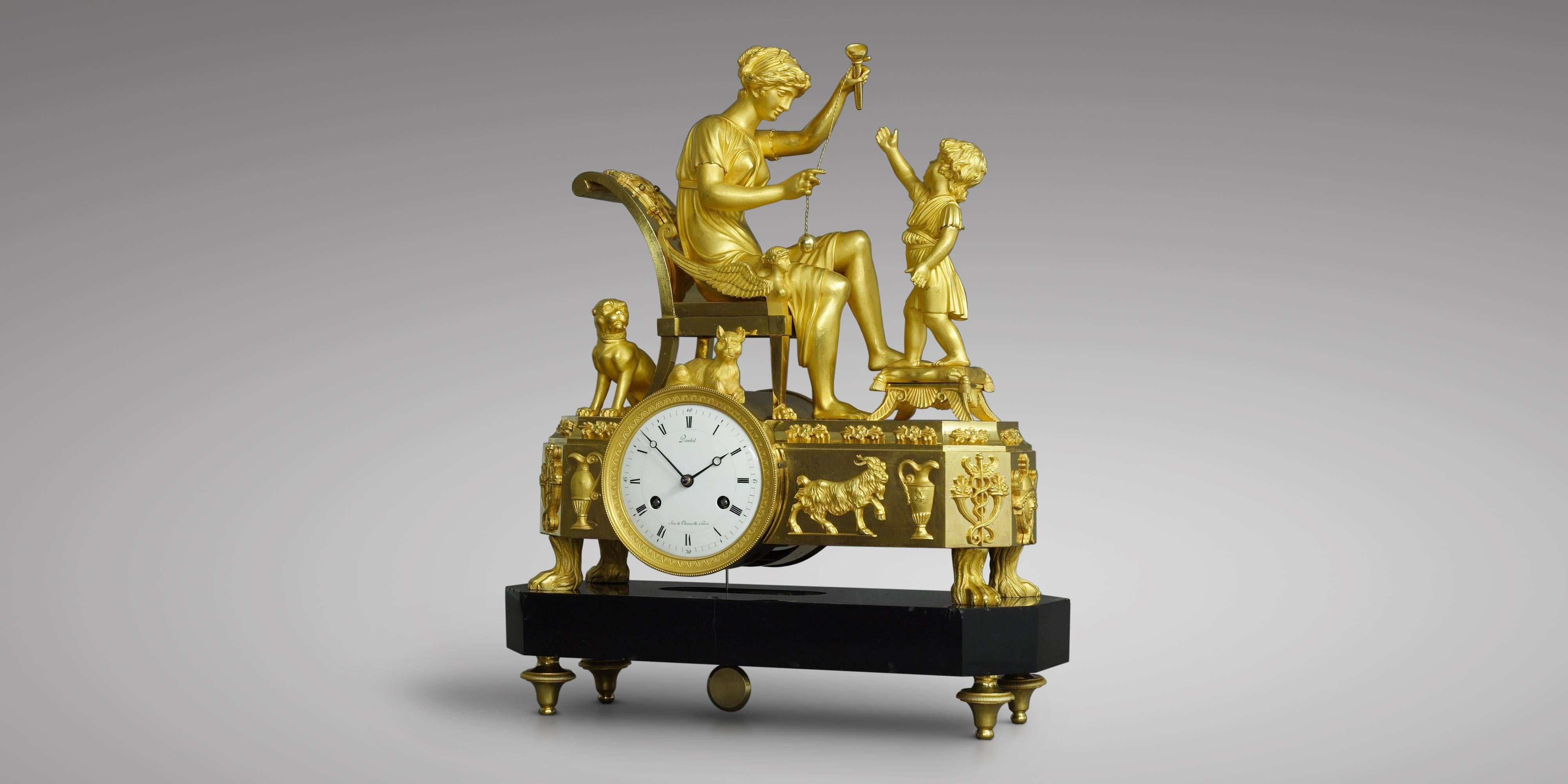 Marble French Empire Mantel Clock 