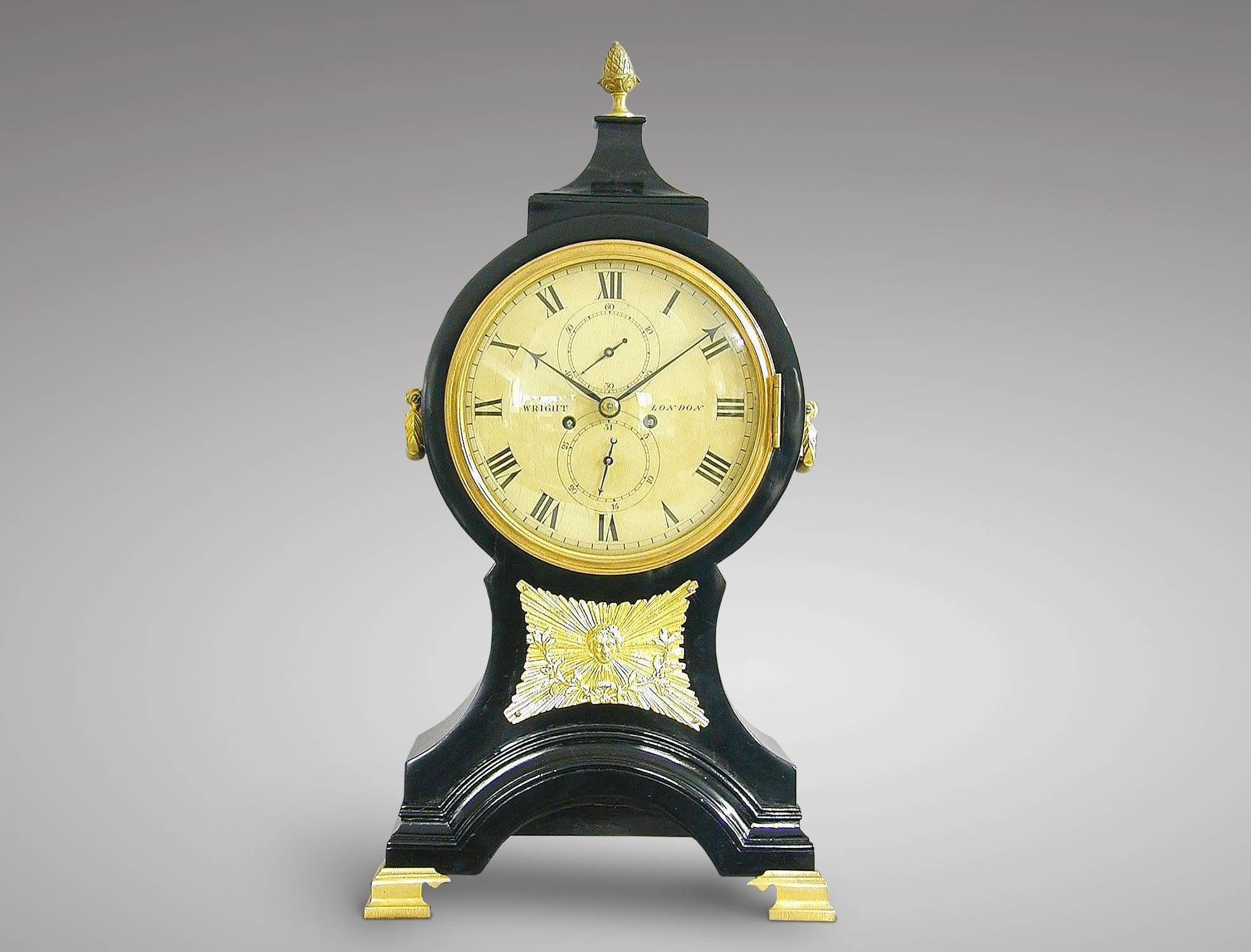 English Balloon Bracket Clock, London, Late 18th Century For Sale