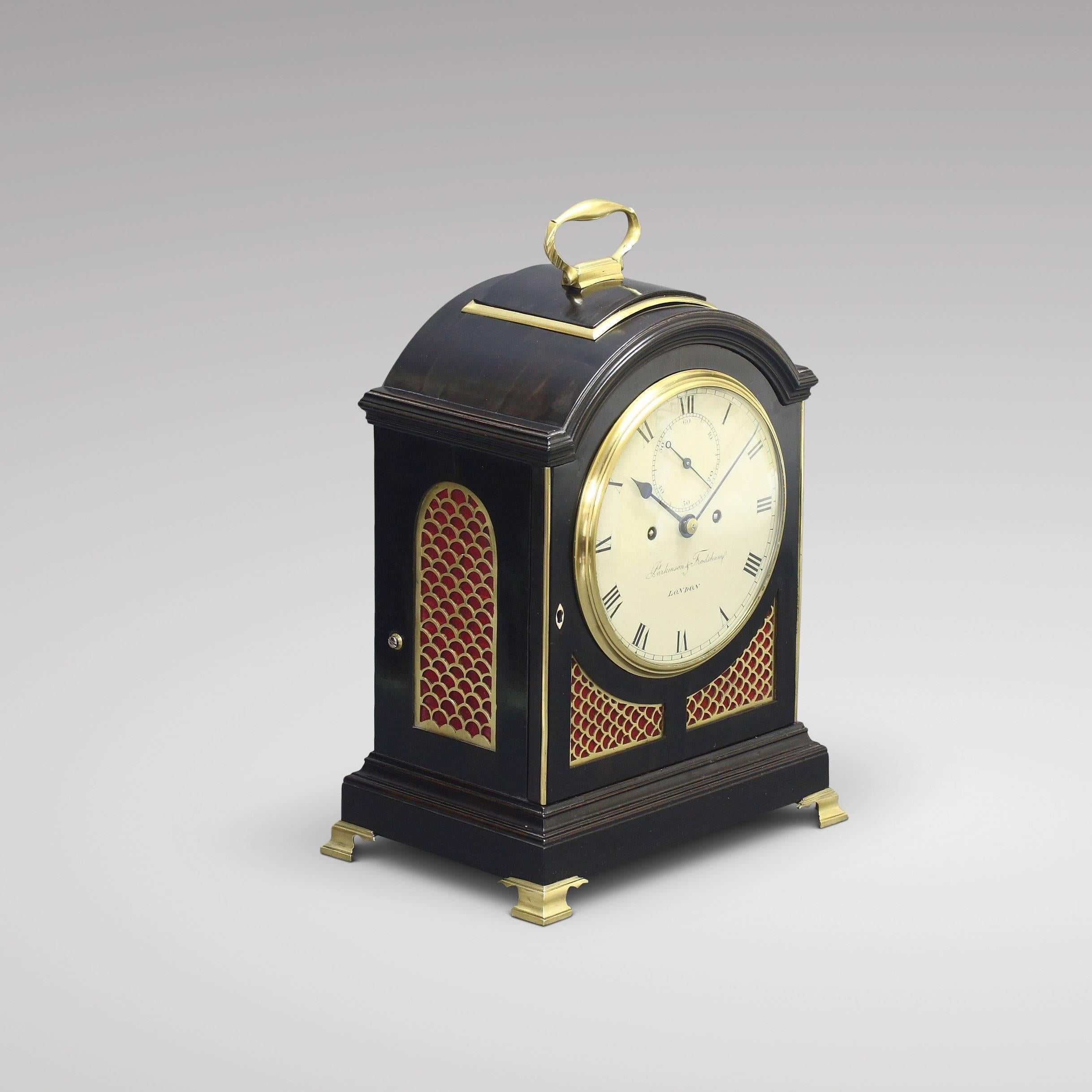 English Japanned George III-Period Precision Bracket Clock by Parkinson & Frodsham For Sale