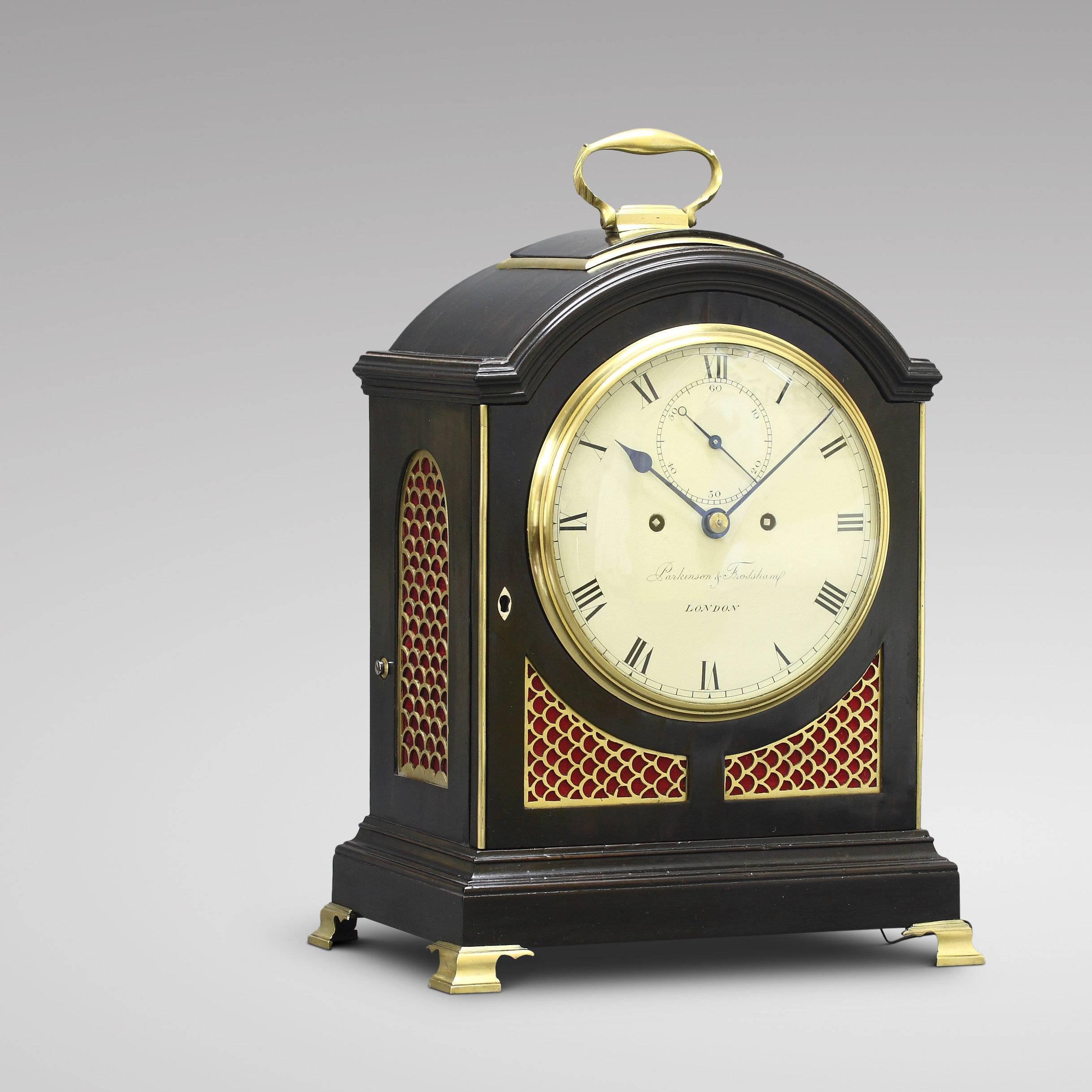 Ebonized Japanned George III-Period Precision Bracket Clock by Parkinson & Frodsham For Sale