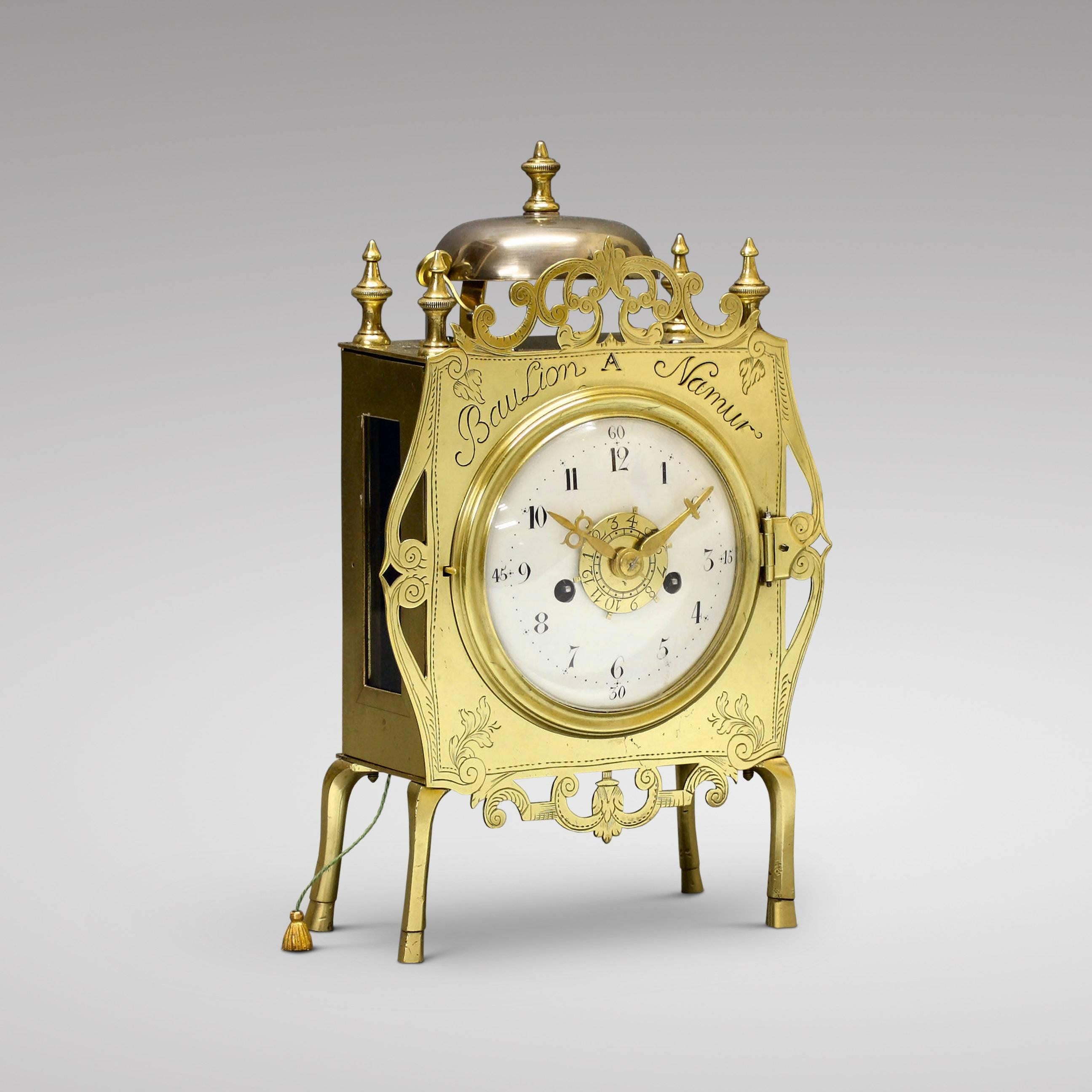 Louis XV 18th Century Brass Portable Table Clock For Sale