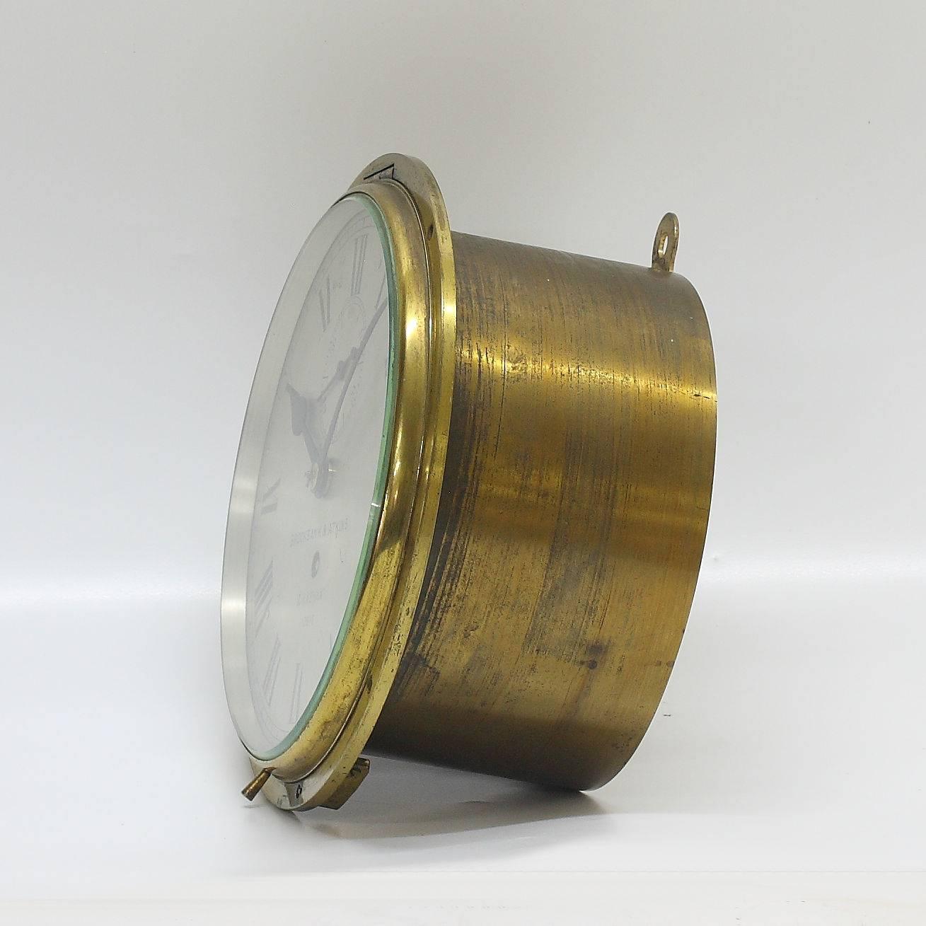 Other Rare English 1870s Recessed 8-Day Bulkhead Clock For Sale