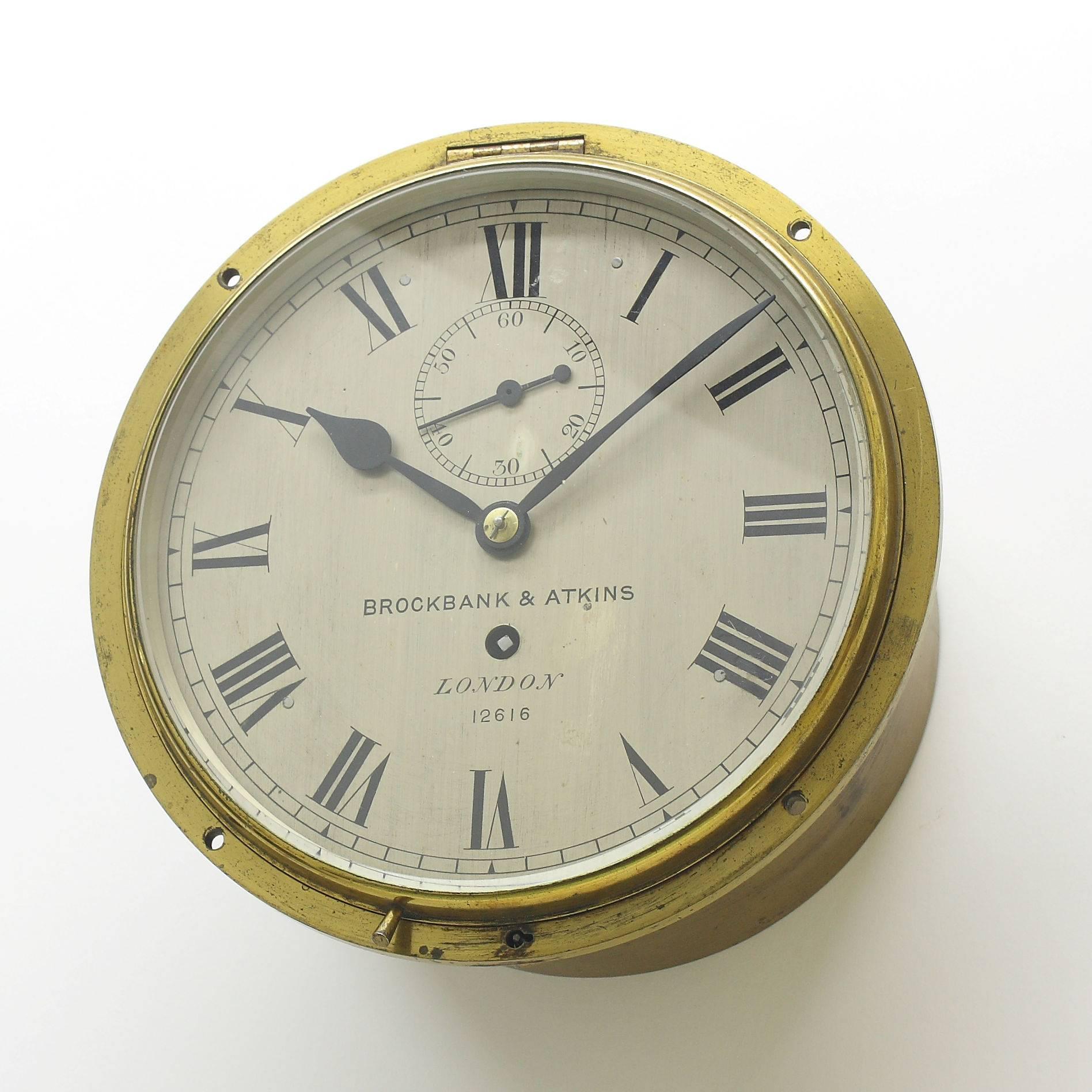 19th Century Rare English 1870s Recessed 8-Day Bulkhead Clock For Sale