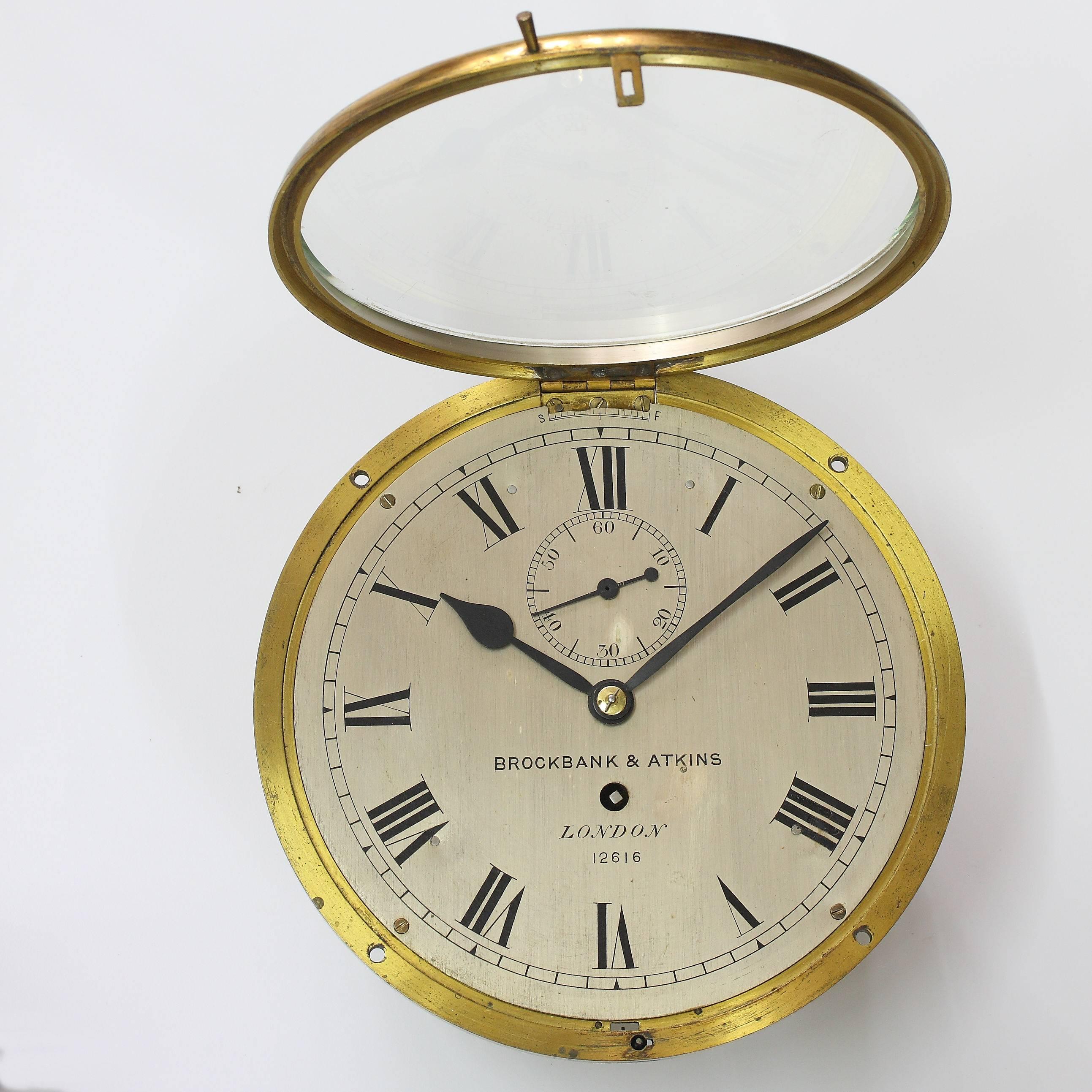 Lacquered Rare English 1870s Recessed 8-Day Bulkhead Clock For Sale