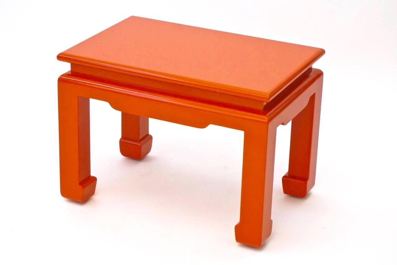 Chinese Export Vintage Papaya Lacquered Side Table