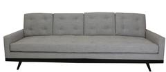 Modern Square-Arm Sofa with Button-Tufted Back, Customizable