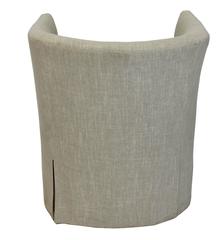 Transitional Barrel Dining Chair with Skirted Slipcover and Loose Cushion