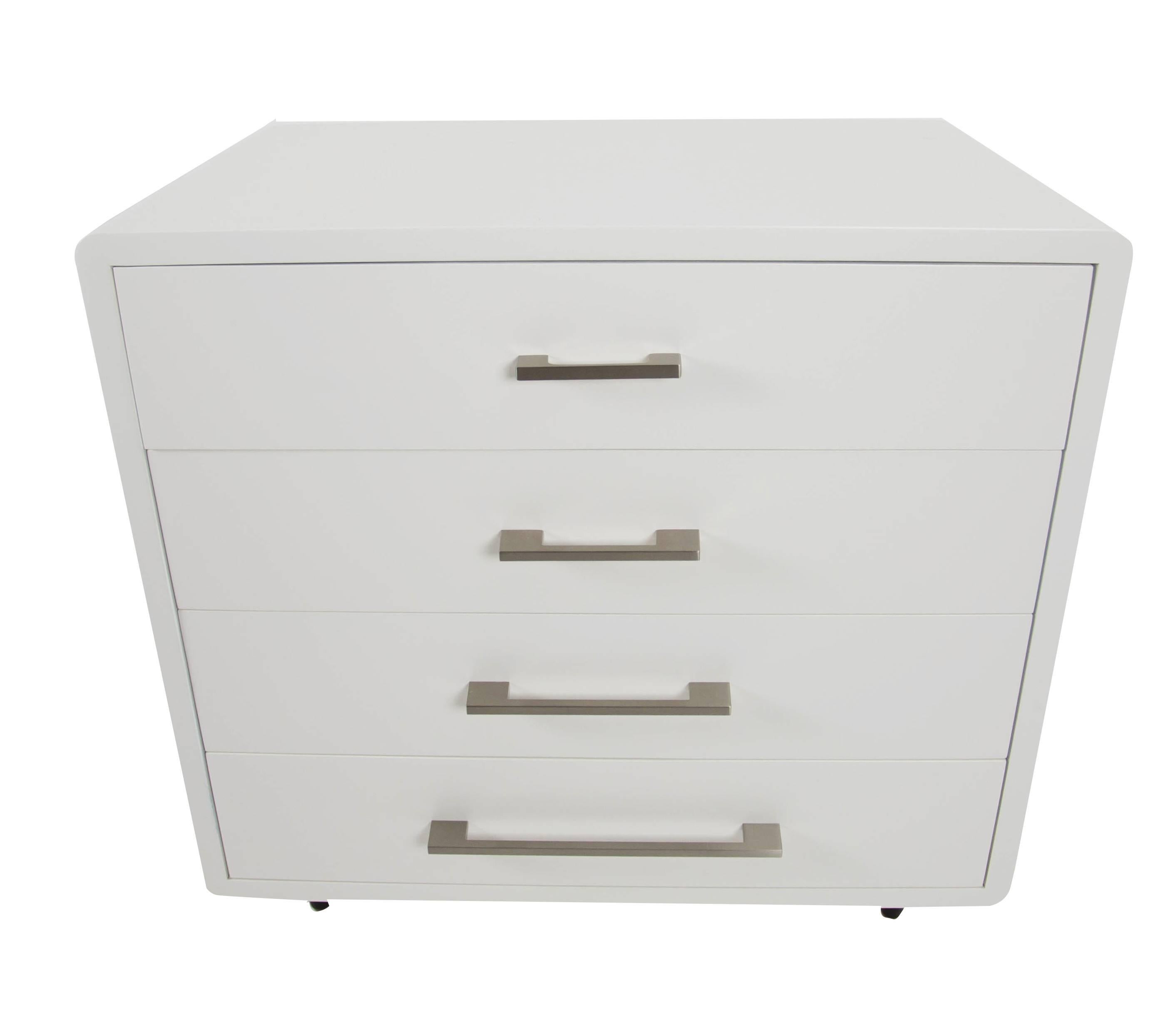 Lacquered White Art Deco Bedside Tables For Sale