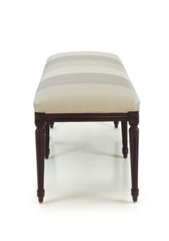 Louis XIV style Lacquered Bench in Silk Stripes