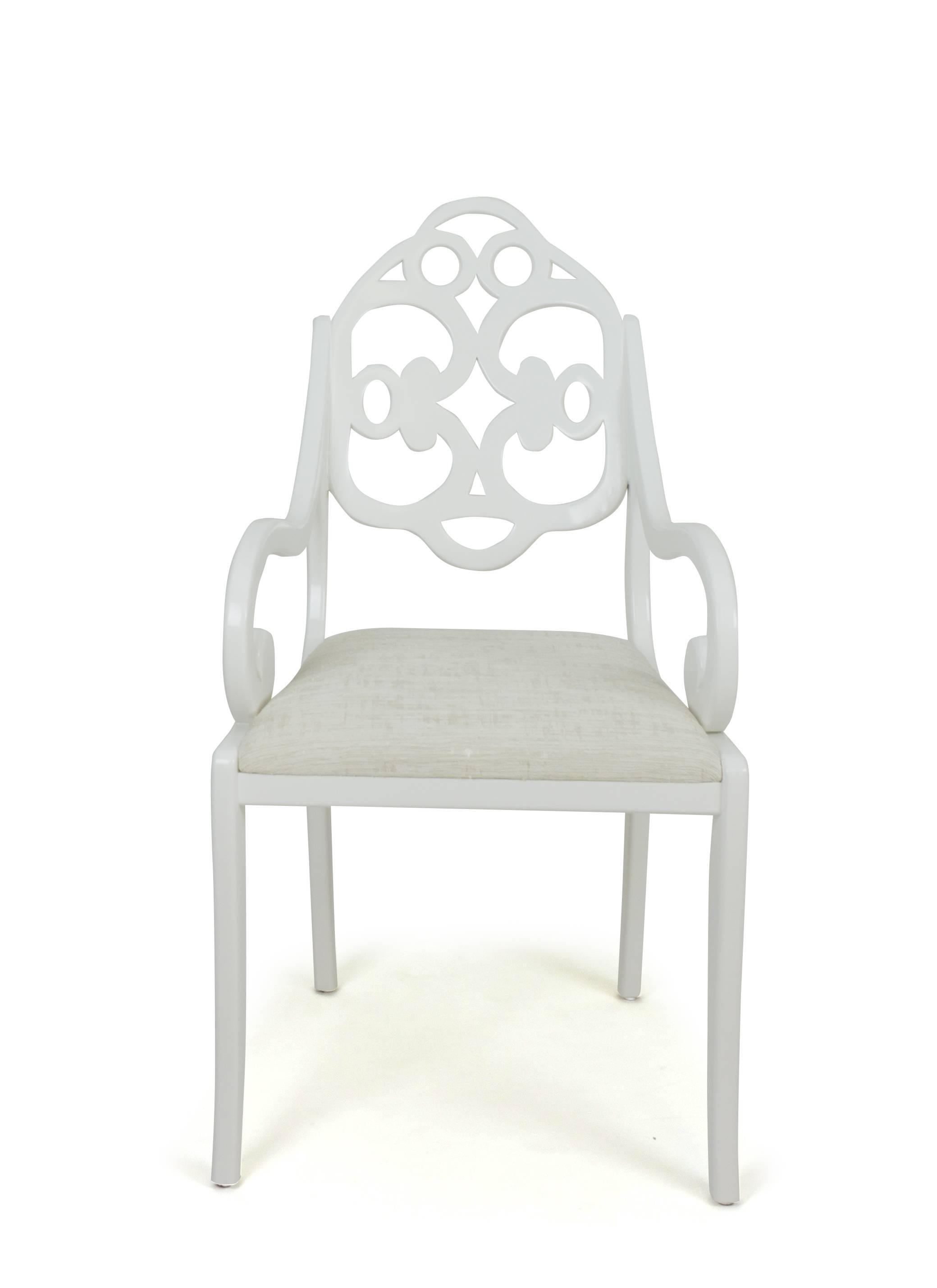 Carved Hand-carved English Regency-inspired American dining chairs For Sale