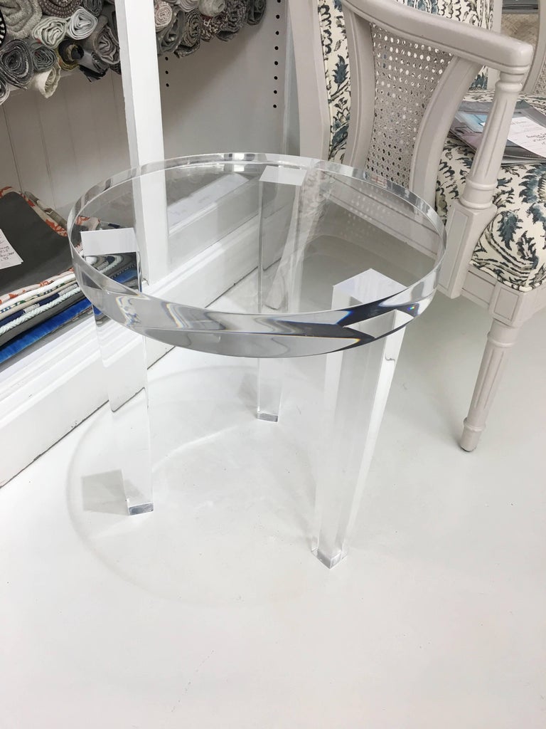 Small Lucite ThreeLeg Round Side Table at 1stDibs