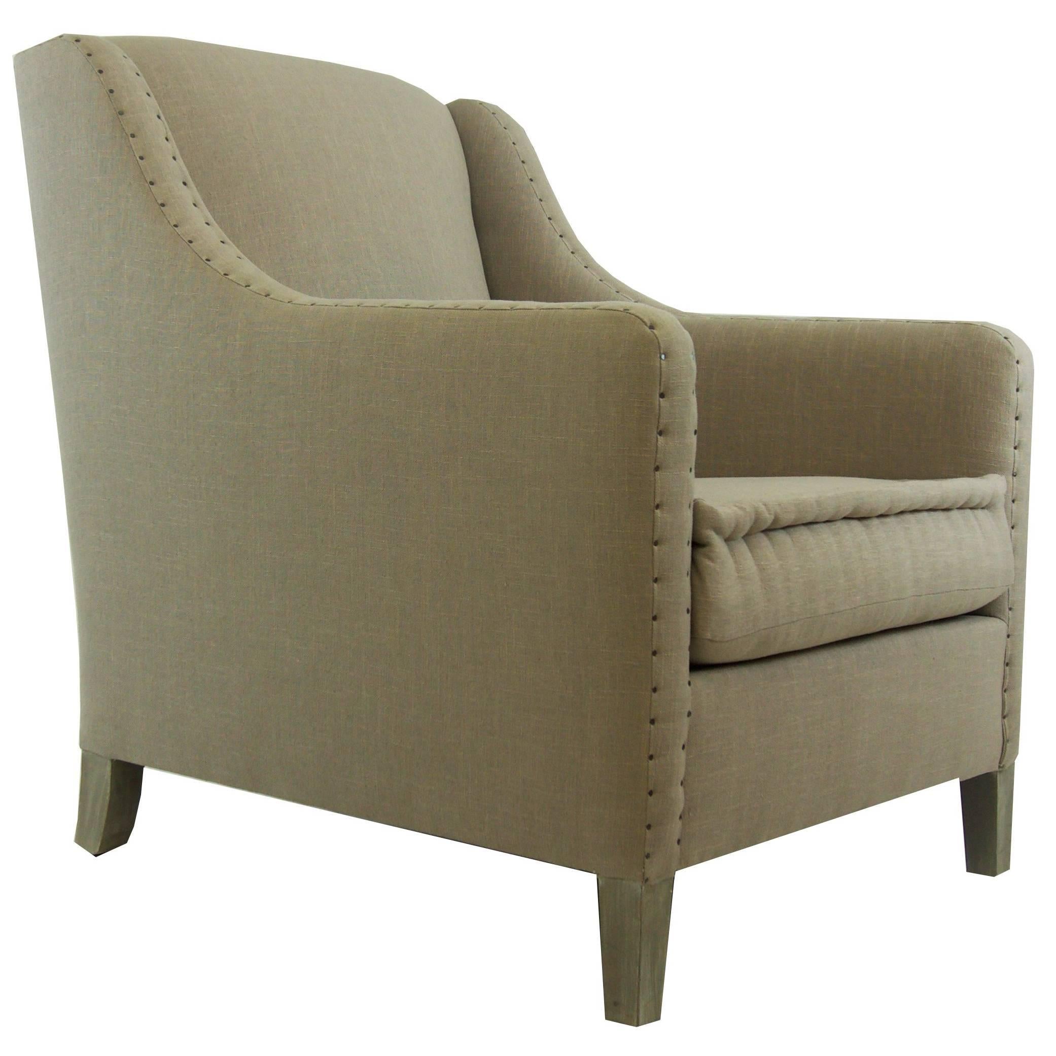 Upholstered Club Chair with Nailheads, Customizable