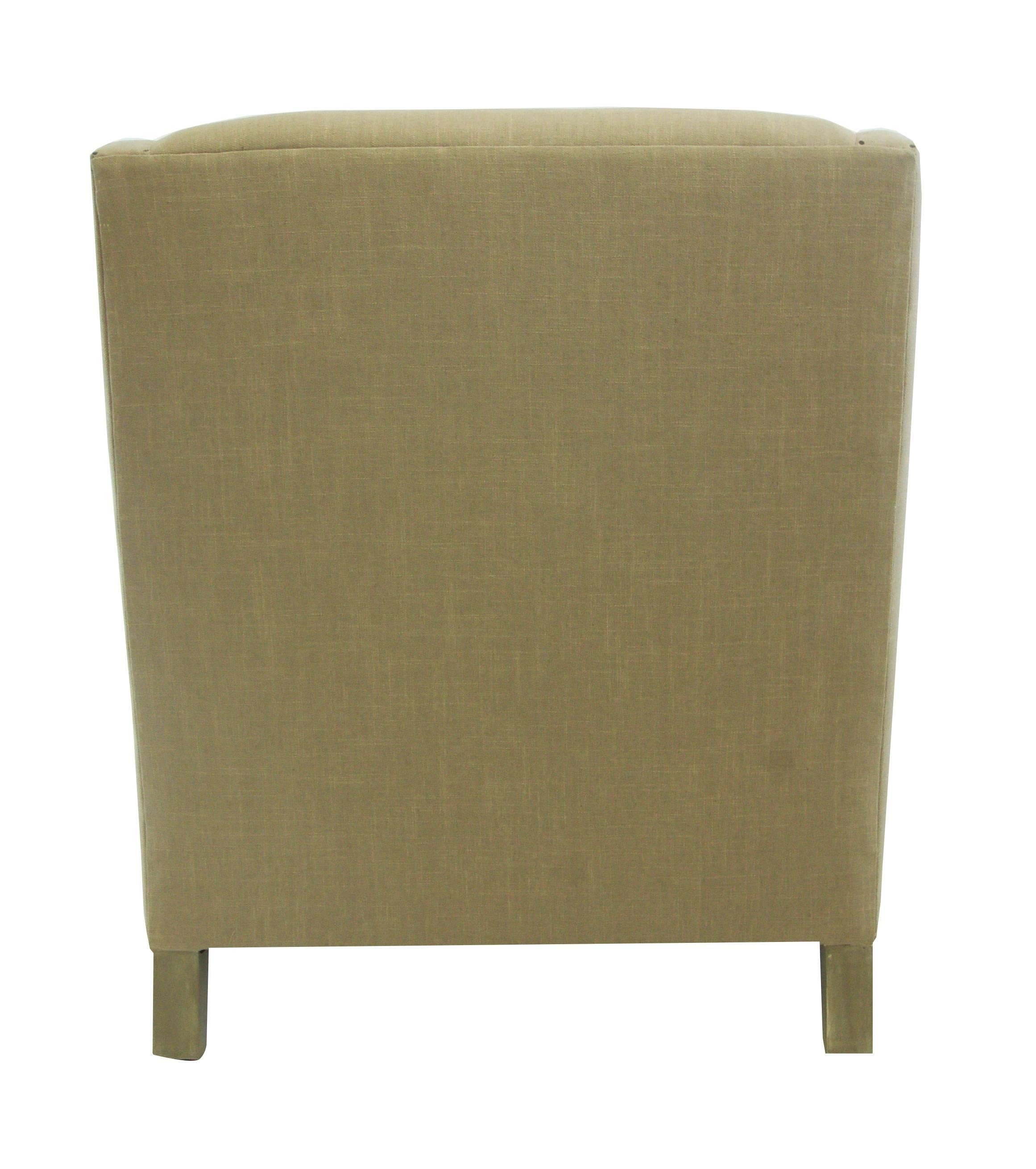 American Upholstered Club Chair with Nailheads, Customizable For Sale
