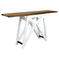 Wenge Console Table with Lacquered Modified X Shaped Base