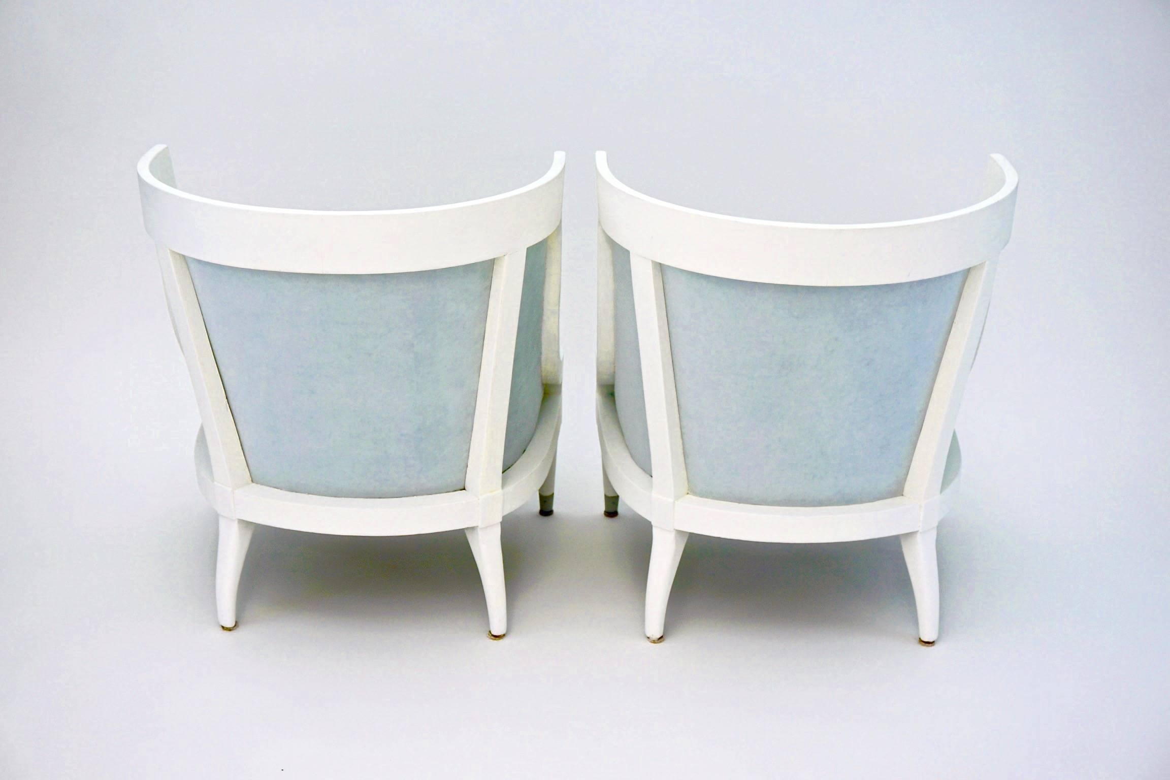 Painted Hollywood Regency Barrel-Back Chairs (Pair)
