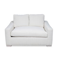 Track Arm Loveseat in White Performance Woven Fabric