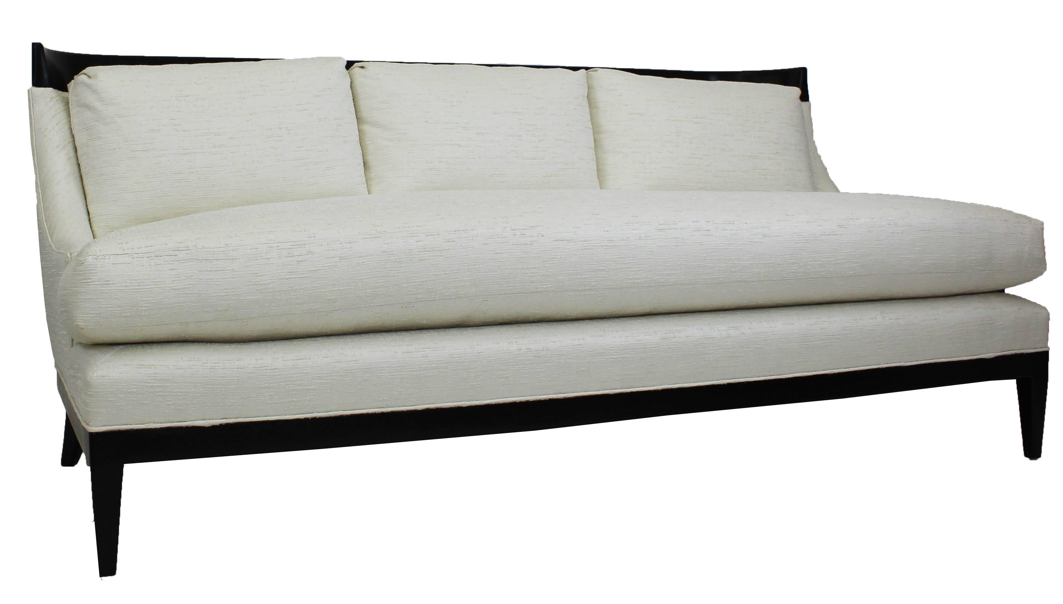 American Modern Art Deco Inspired Sofa with Walnut Trim For Sale