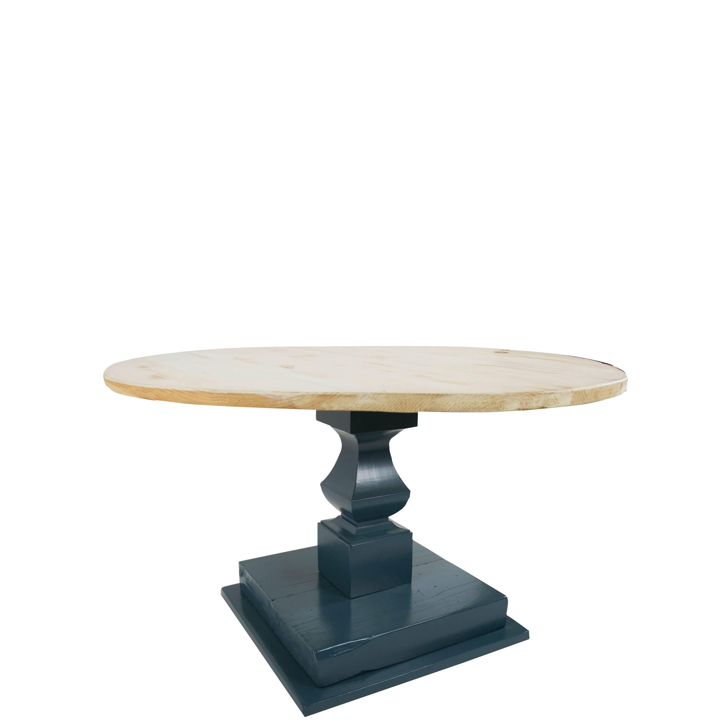 Stained Round Pedestal Dining Table For Sale