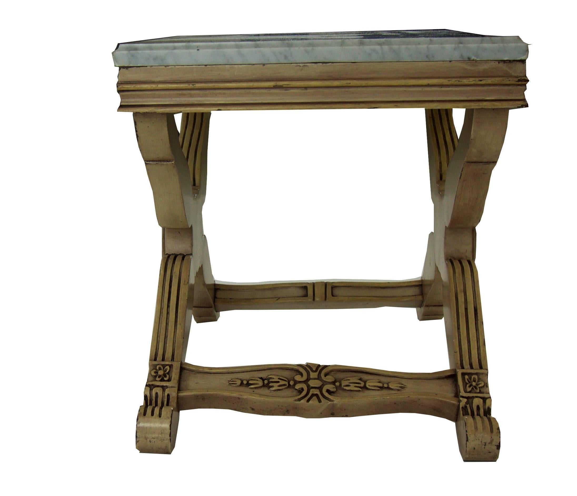 Vintage Rococo Marble Side Table In Excellent Condition In Greenwich, CT