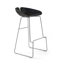 Moroso Black Leather Fjord High Bar Stool by Patricia Urquiola, Italy