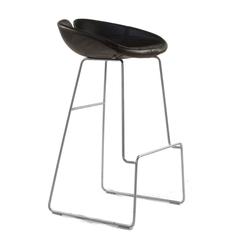 Moroso Brown Leather Fjord High Bar Stool by Patricia Urquiola, Italy