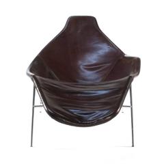 Moroso Brown Leather Tia Maria Asymmetric Lounge Chair by Enrico Franzolini