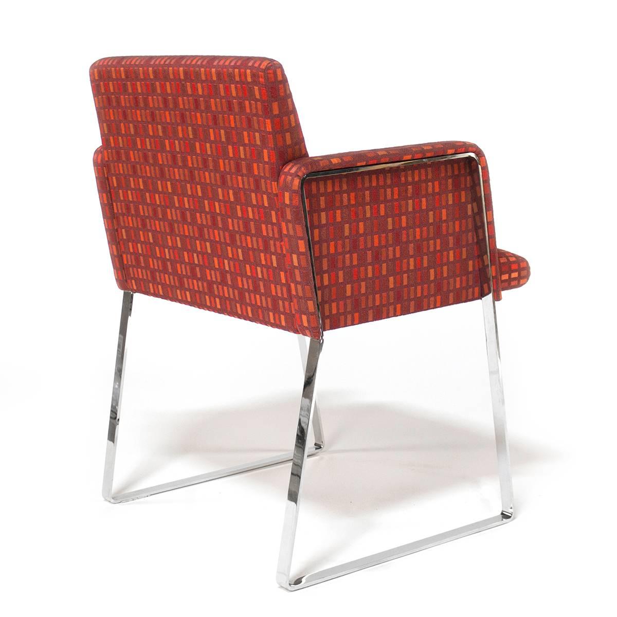 Italian Pair of Patterned Moroso Stainless Armchair by Enrico Franzolini, Italy For Sale