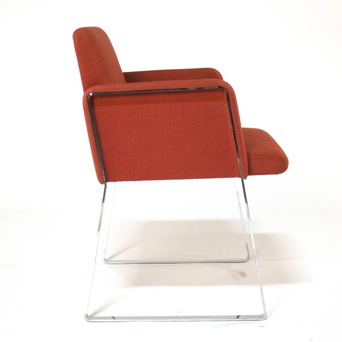 Italian Red Moroso Stainless Dining Armchairs by Enrico Franzolini, Italy For Sale