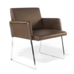 Brown Leather Moroso Stainless Dining Chairs by Enrico Franzolini, Italy
