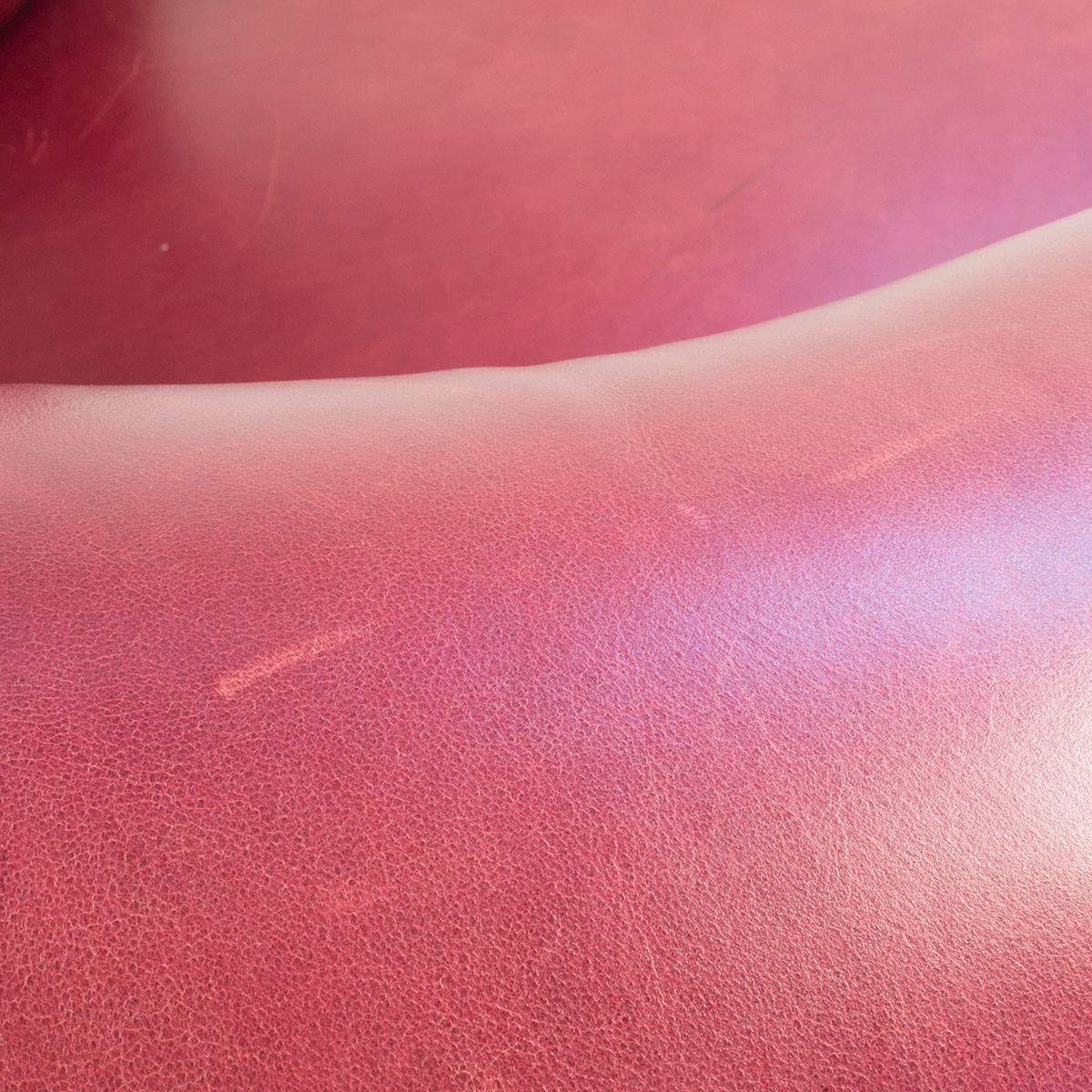 Red Leather Poltrona Frau Lyra Club Armchair by Renzo Frau, Modern, Italy For Sale 2