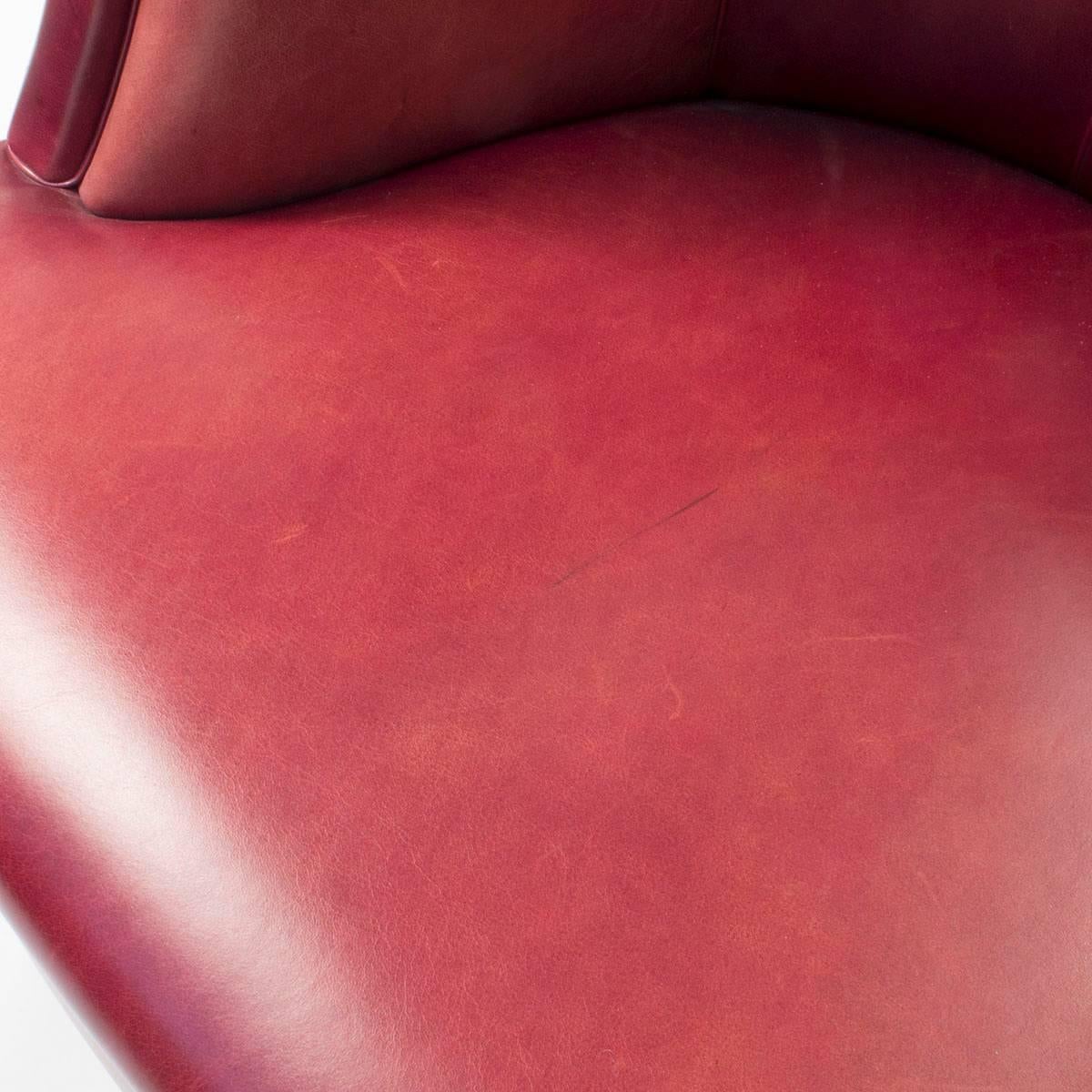 Red Leather Poltrona Frau Lyra Club Armchair by Renzo Frau, Modern, Italy For Sale 3