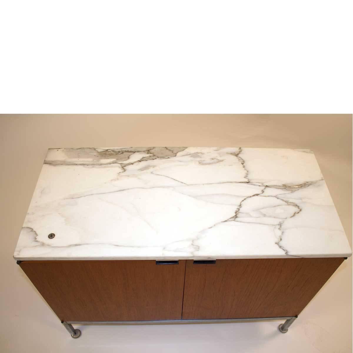 Vintage Marble-Top Florence Knoll Credenza In Good Condition In Brooklyn, NY