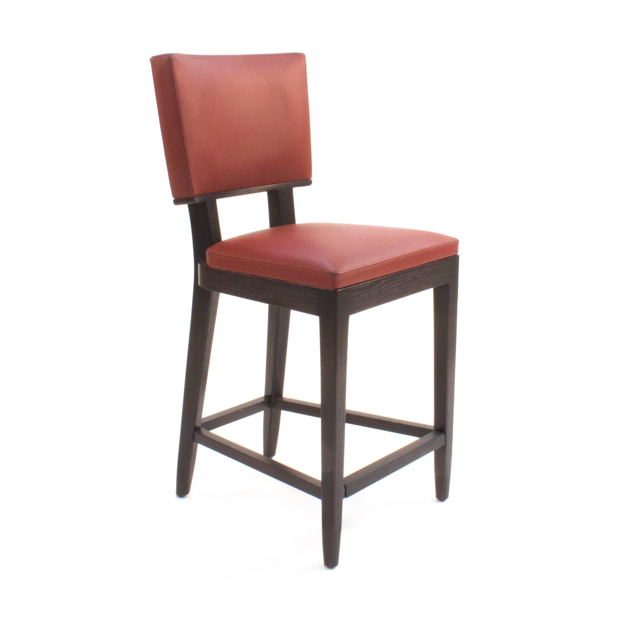 French Red Leather Harry's Counter Stools by Christian Liaigre, France For Sale