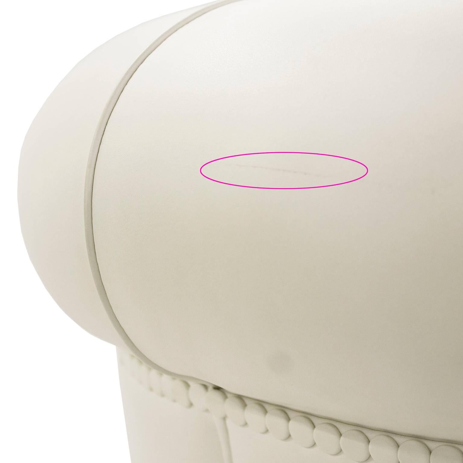 Beech White Leather Fumoir Club Armchair by Renzo Frau for Poltrona Frau, Italy For Sale