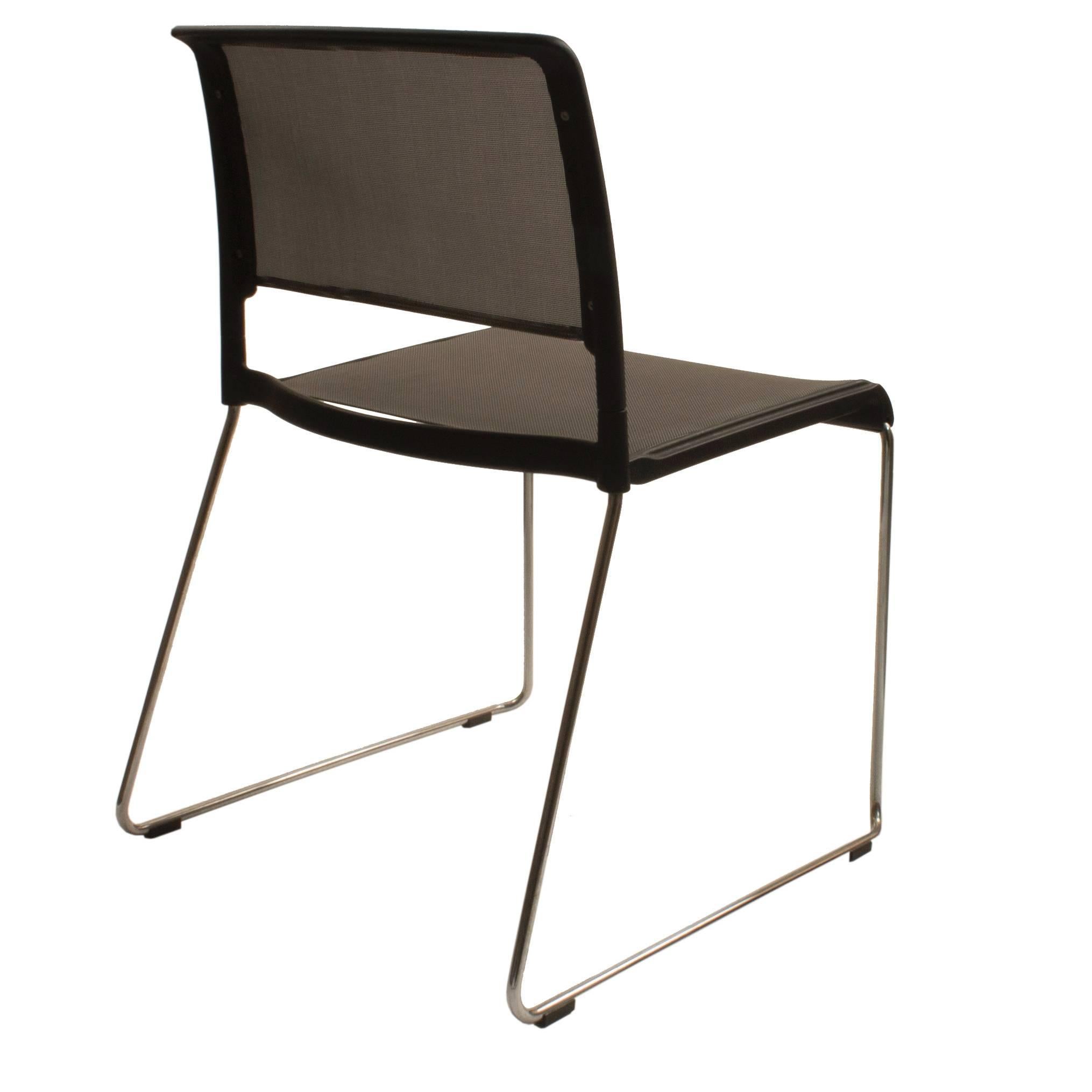 Black Mesh Aline Stackable Chair by Andreas Storiko for Wilkhahn, Germany In Good Condition For Sale In Brooklyn, NY