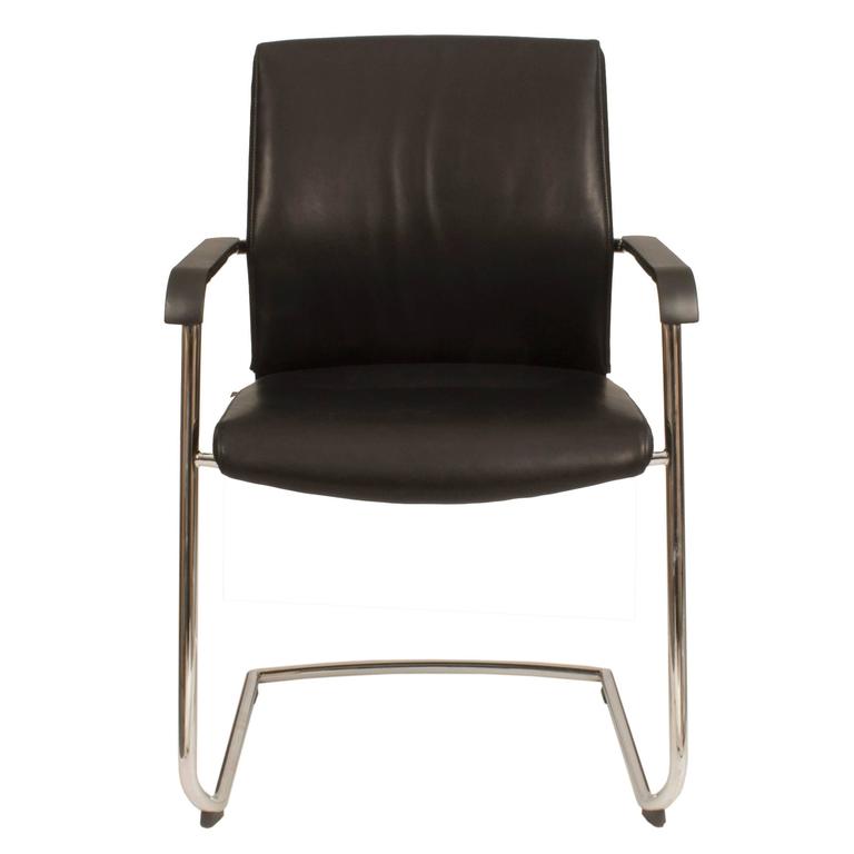 Black Leather On Modern Cantilever Office Chair By Wiege For Black Leather On Modern Cantilever Office Chair By Wiege For Wilkhahn Germany 1