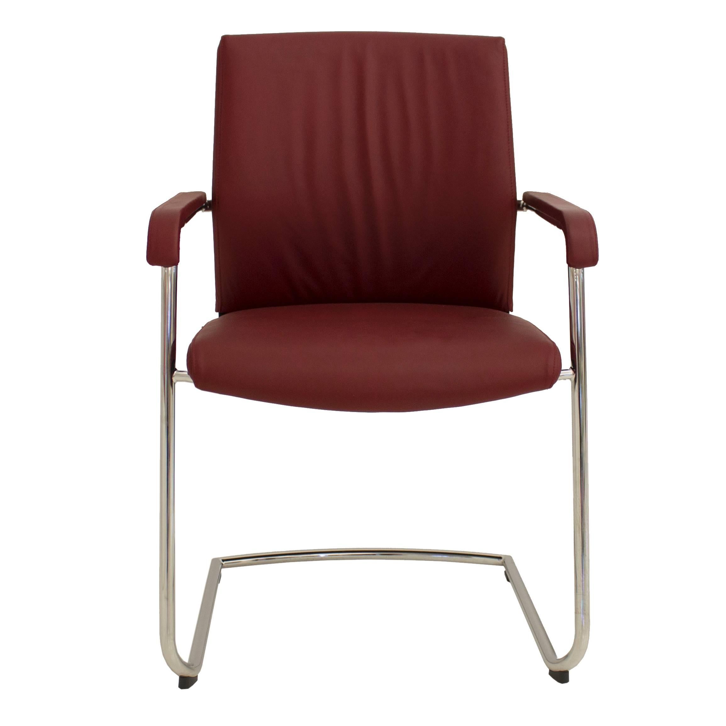 Red Leather on Cantilever Office Chair by Wiege for Wilkhahn, Germany For Sale