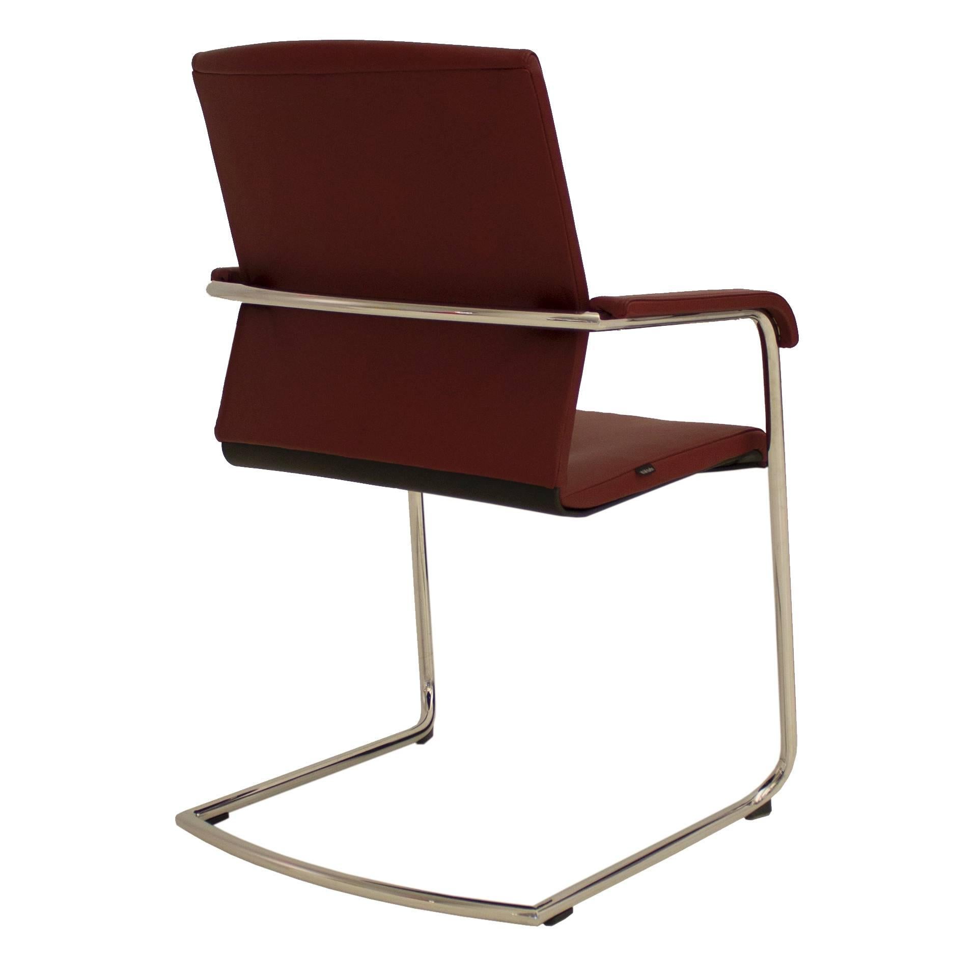 Red Leather on Cantilever Office Chair by Wiege for Wilkhahn, Germany In Good Condition For Sale In Brooklyn, NY