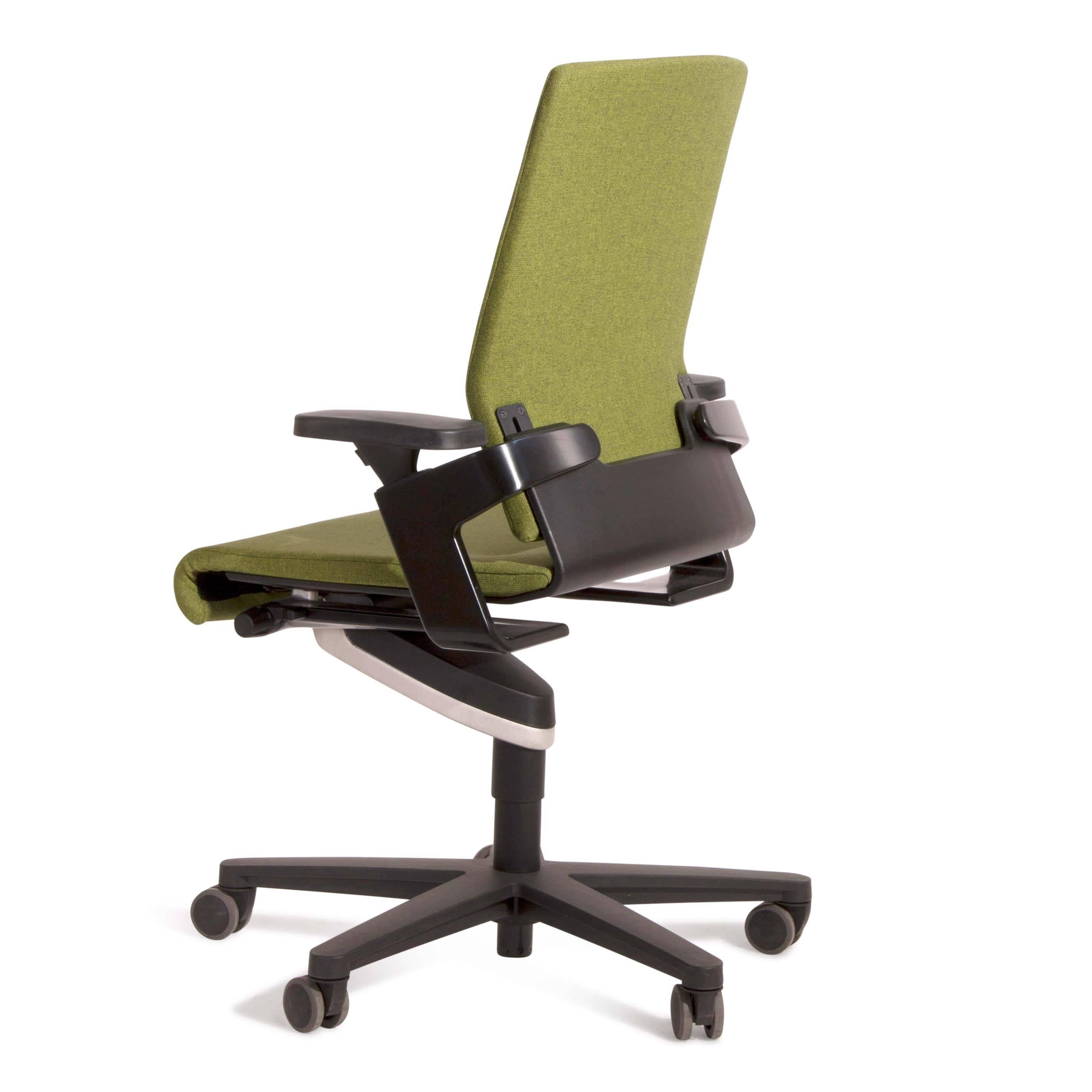 Aluminum Green Fabric on 174/7 Task Armchair by Wiege for Wilkhahn, Germany For Sale