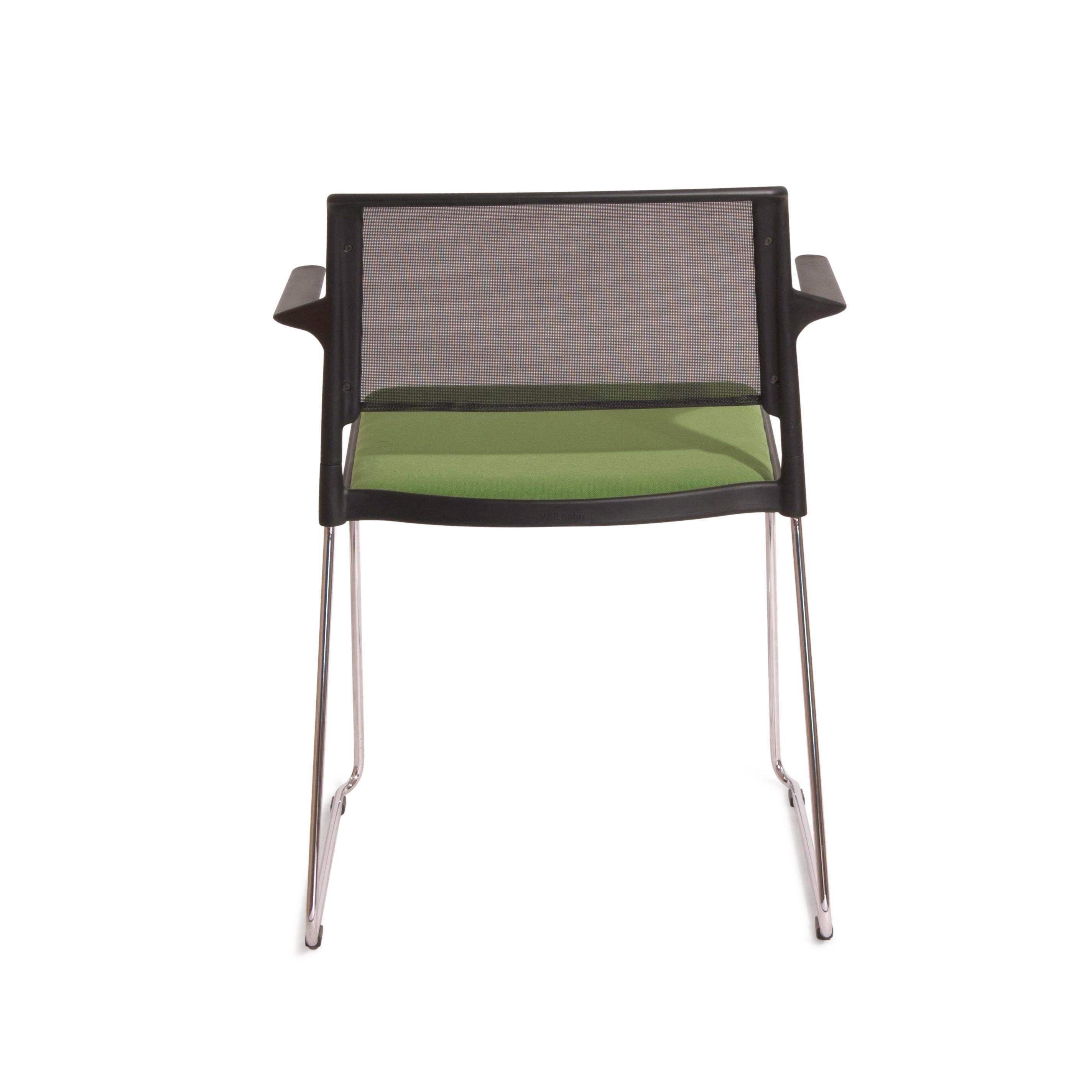Green Aline 230/2 Office Armchair by Andreas Storiko for Wilkhahn, Germany In Good Condition For Sale In Brooklyn, NY